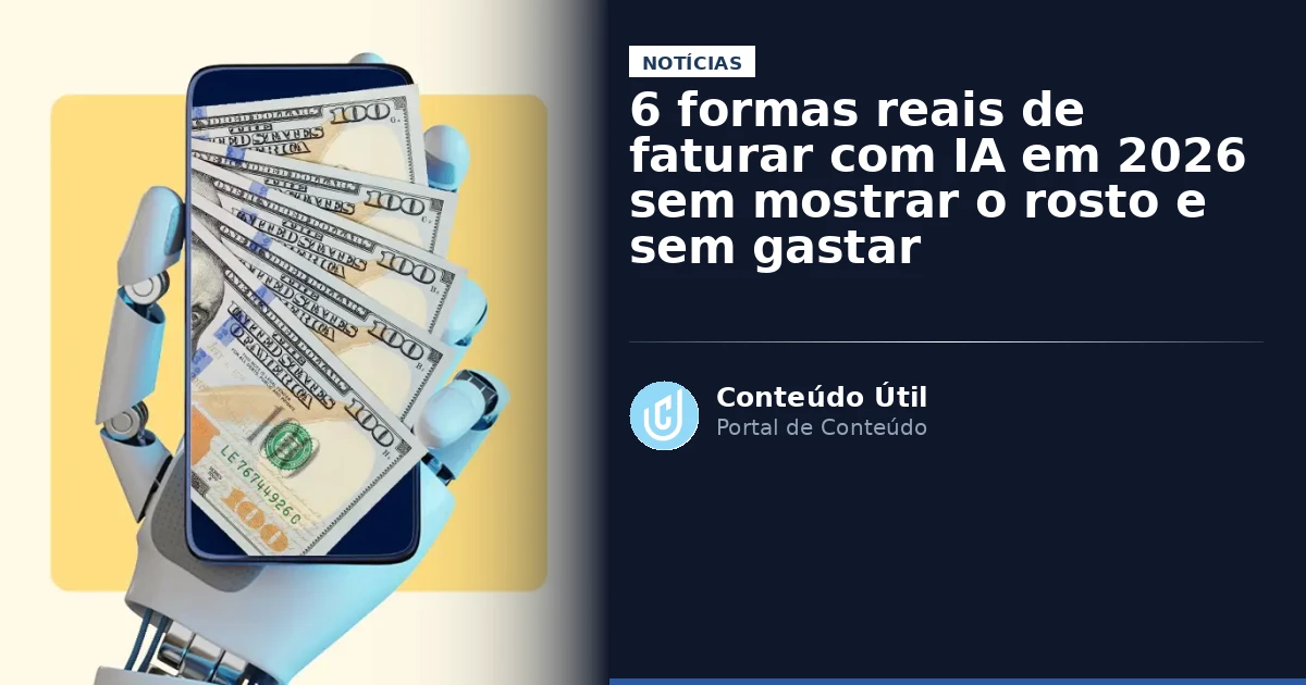 6 formas reais de faturar com IA em 2026 sem mostrar o rosto e sem gastar | Conteúdo Útil