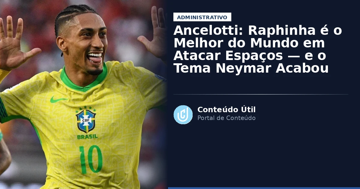 Ancelotti: Raphinha é o Melhor do Mundo em Atacar Espaços — e o Tema Neymar Acabou | Conteúdo Útil