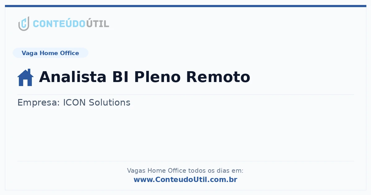 Vaga Home Office: Analista BI Pleno Remoto | Quero Home