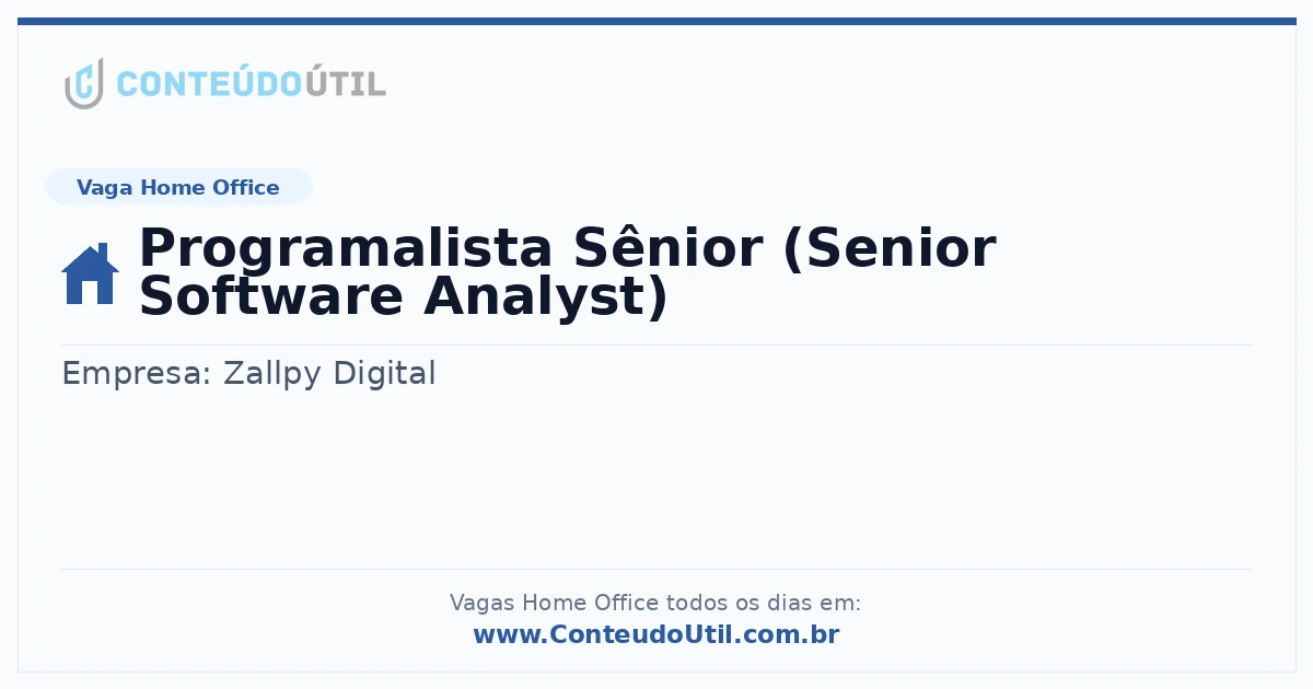 Vaga Home Office: Programalista Sênior (Senior Software Analyst) | Quero Home