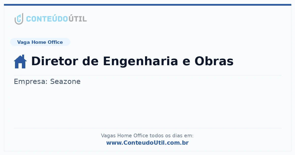 Vaga Home Office: Diretor de Engenharia e Obras | Quero Home