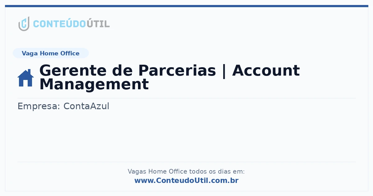 Vaga Home Office: Gerente de Parcerias | Account Management | Quero Home
