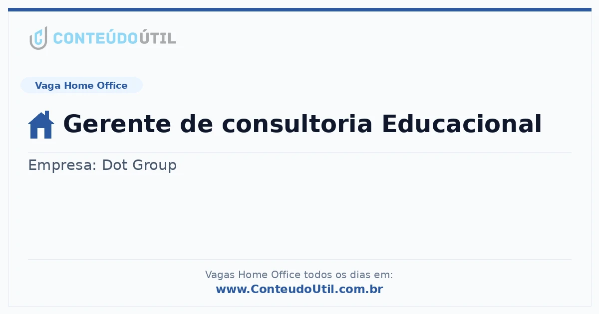 Vaga Home Office: Gerente de consultoria Educacional | Quero Home