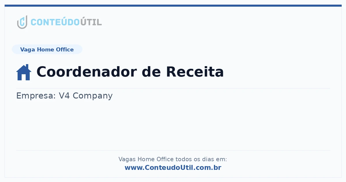 Vaga Home Office: Coordenador de Receita | Quero Home