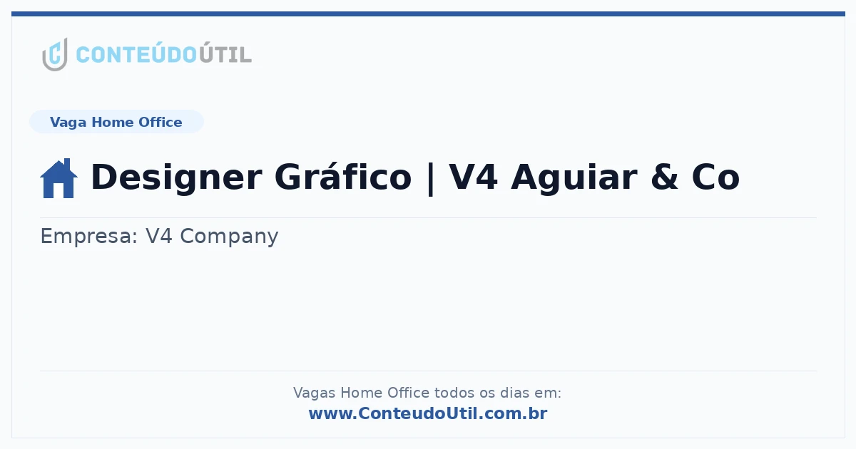 Vaga Home Office: Designer Gráfico | V4 Aguiar & Co | Quero Home