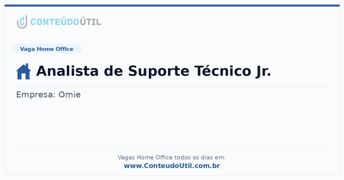 Vaga Home Office: Analista de Suporte Técnico Jr. na empresa Omie | Quero Home